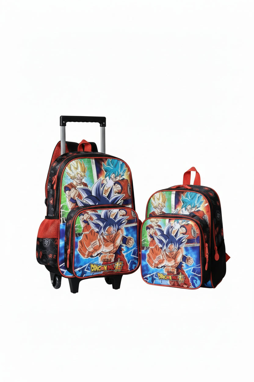 Kit Mochila Dragon Ball Super Carrinho Azul 40x30x13cm - Loja Do Thor