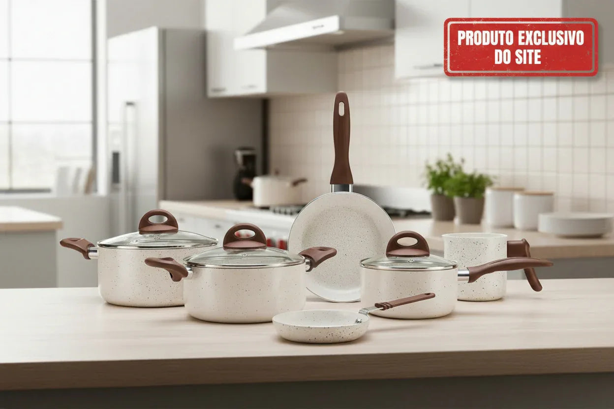 Conjunto De Panelas 6 Pecas Smart Vanilla - Loja Do Thor