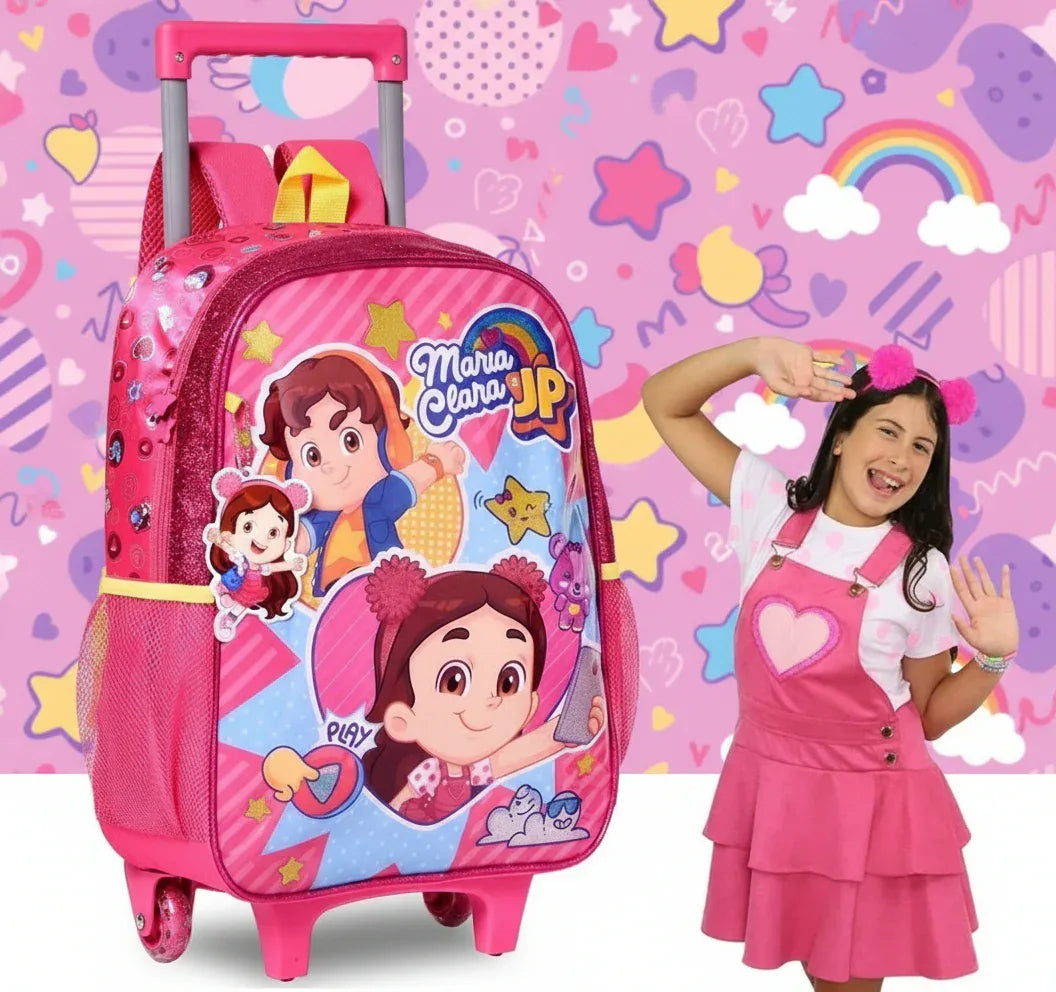Mochila Rodinhas Maria Clara Jp Youtube Infantil Rosa Clio - Loja Do Thor