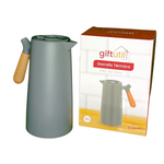 Garrafa Térmica Cabo de Madeira 1 Litro Cinza - Giftutil