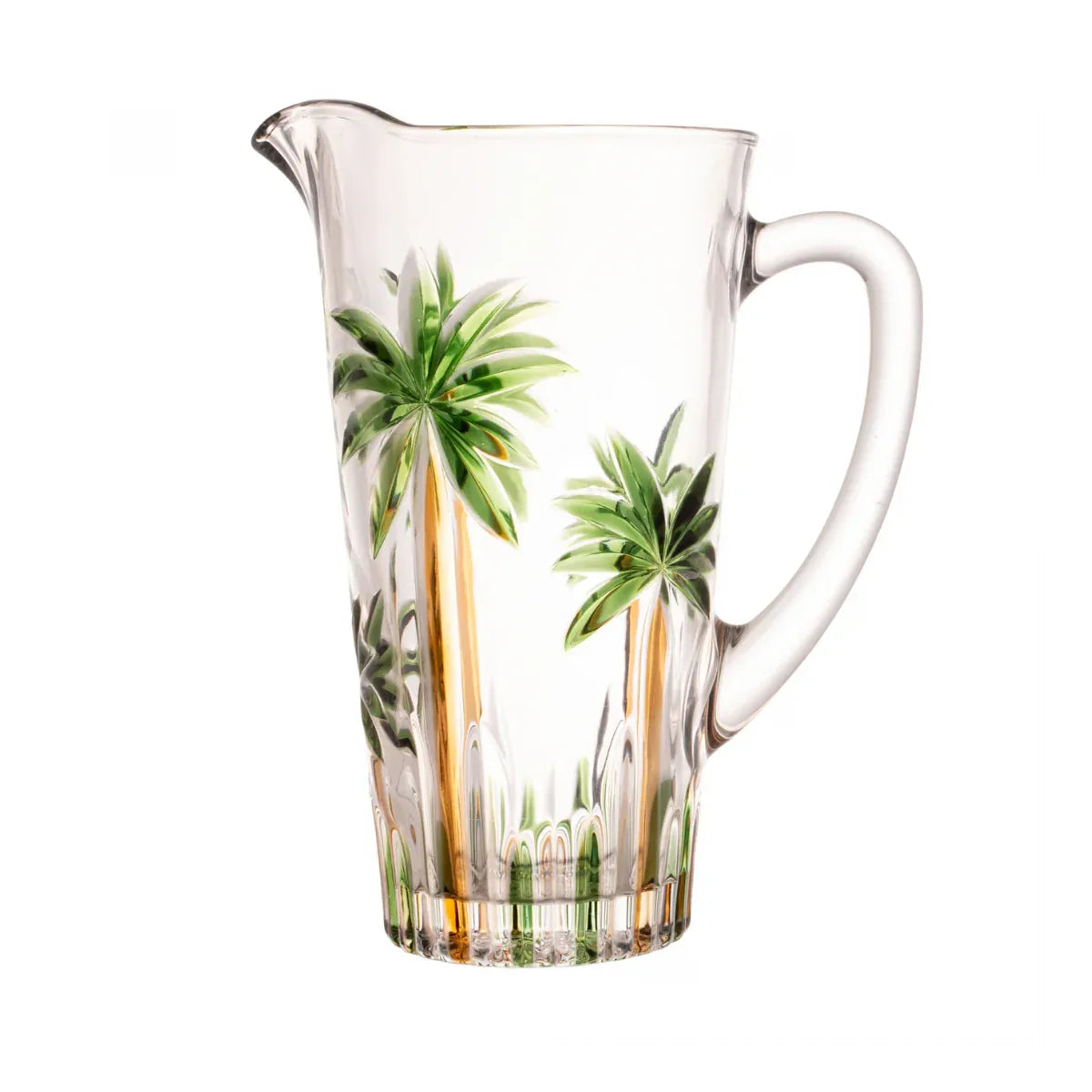 Conjunto Jarra 6 Copos Palm Tree Handpaint Cristal - Wolff - Loja Do Thor