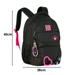 Mochila de Costas Heart Beats Preta 17,5 RB27015