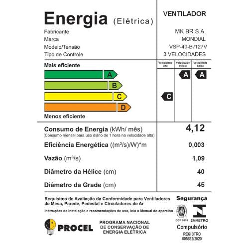 Ventilador de Mesa Mondial 6 pás VSP-40-B