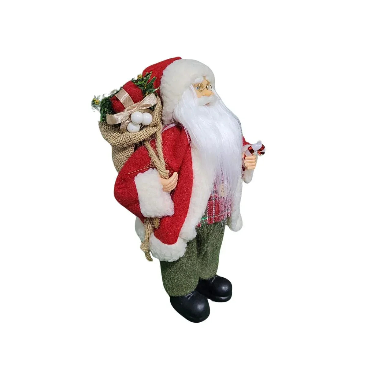 Papai Noel Em Pe 30cm Vermelho Branco Xadez Florarte 60110001 - Loja Do Thor