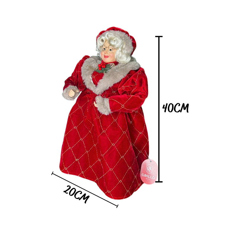 Mamãe Noel Em Pé Vermelho 40cm - Grillo