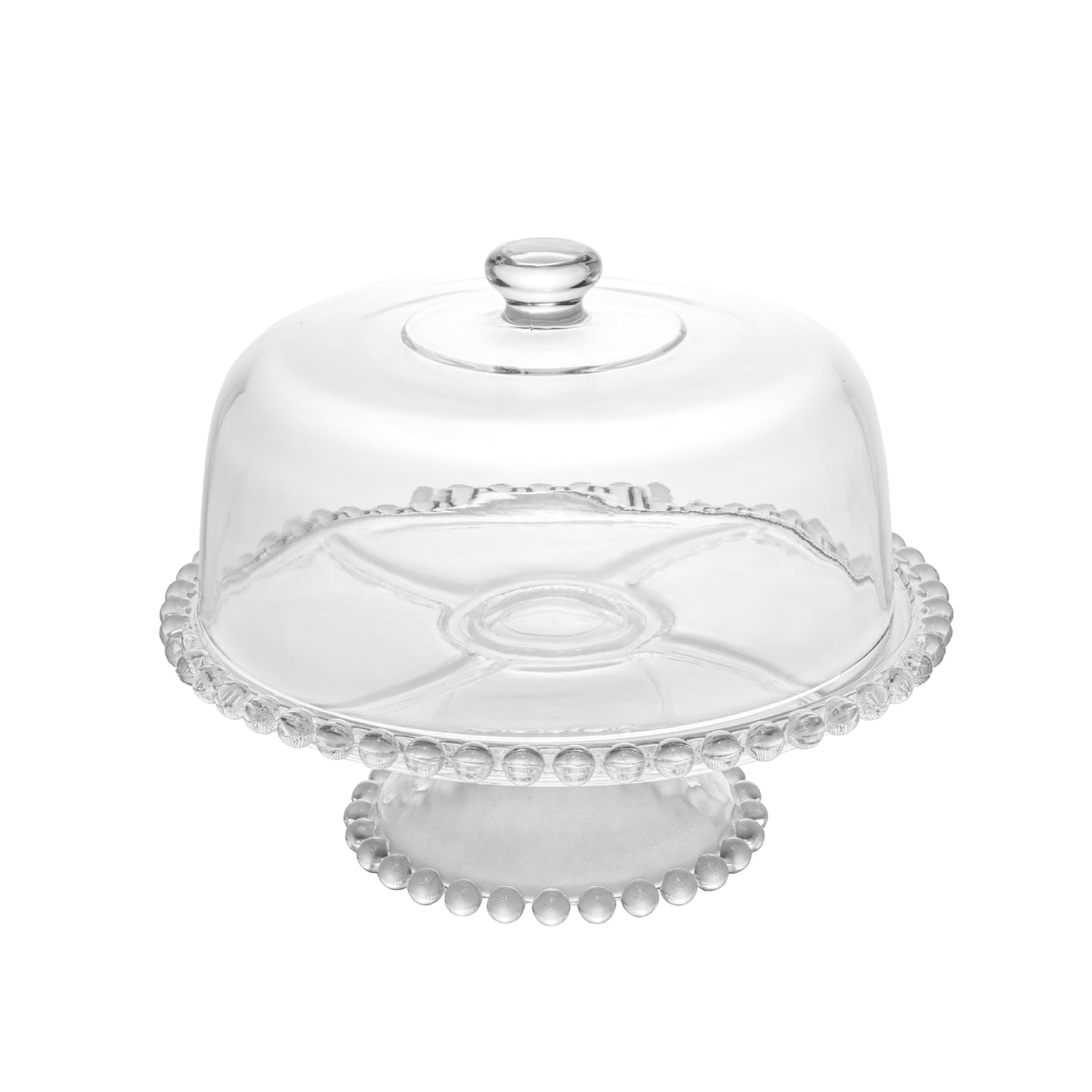 PRATO P/BOLO CRISTAL DE CHUMBO C/PE E TAMPA PEARL 31x25cm