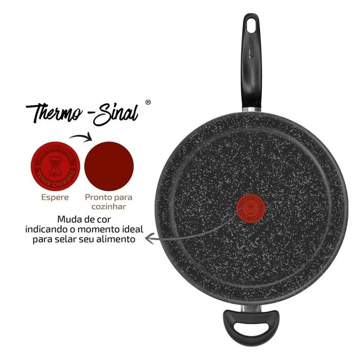 Frigideira Rochedo Funda Stone Antiaderente 28 Cm Preta Jc28 R2Z1GVB81
