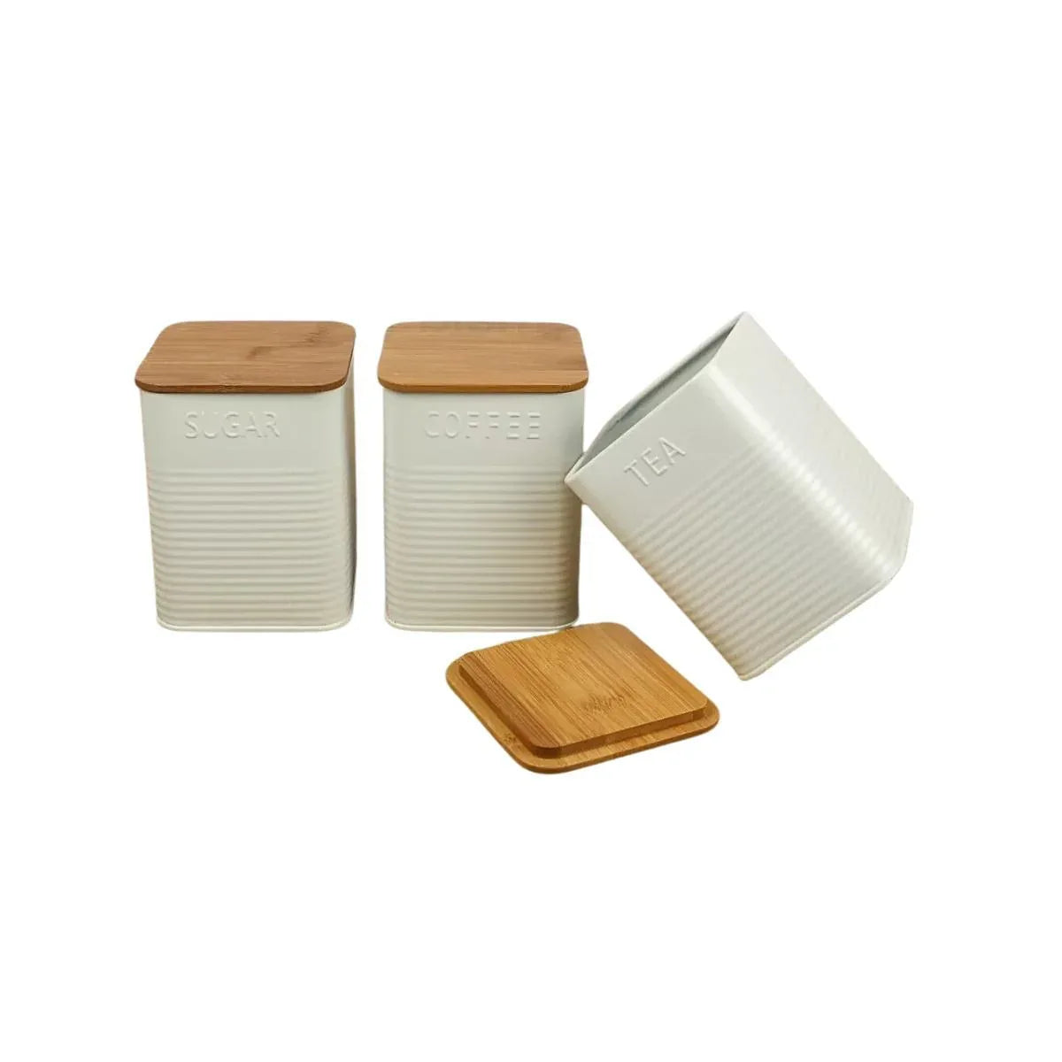 Conjunto Porta Pão Bambu 3 Potes White Bh23353 - Loja Do Thor