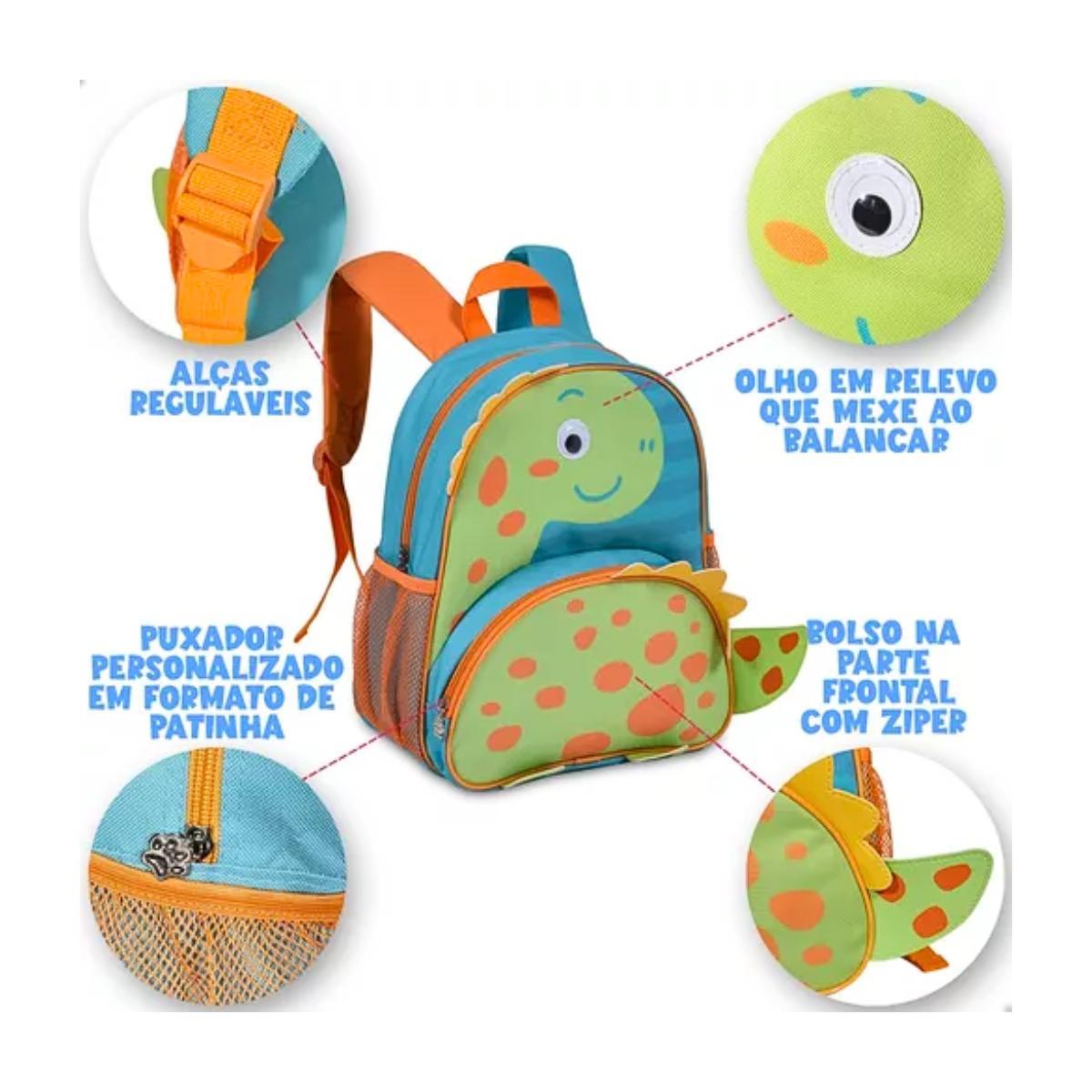 Mochila de Costas Dinossauro verde 13" Clio Pets CP24509D