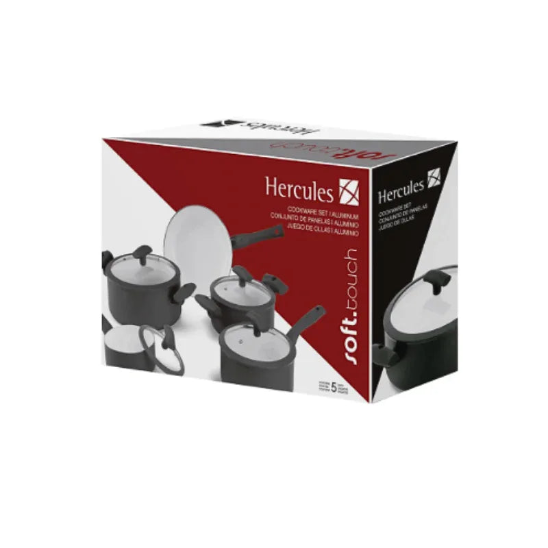 Jogo de Panelas Soft Touch Hercules Antiaderente 5Pçs Preta PA30000-5PPR - Loja Do Thor