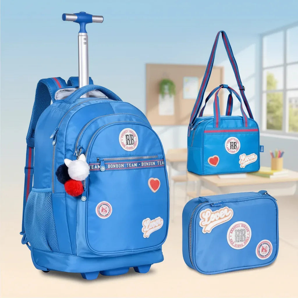 Kit Mochila De Carrinho Estojo Lancheira Azul RB24001 Clio - Loja Do Thor