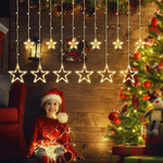 Cascata  138Led Estrela Com 8 Funções Branco Quente - 220V