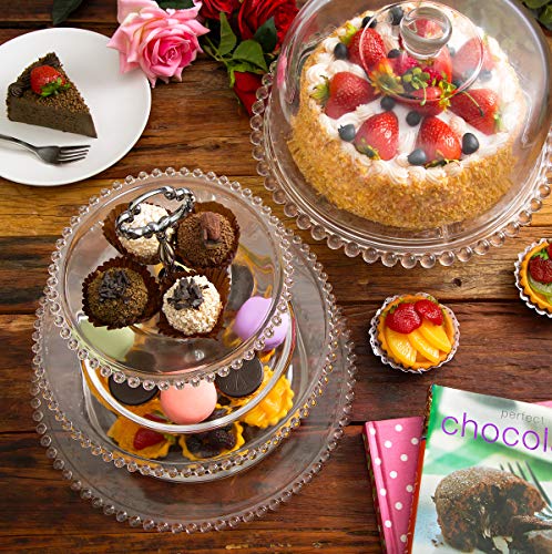 PRATO P/BOLO CRISTAL DE CHUMBO C/PE E TAMPA PEARL 31x25cm