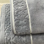 Toalha de Rosto Corttex Super Soft Arabesco Zero Twist Cinza 50x70cm
