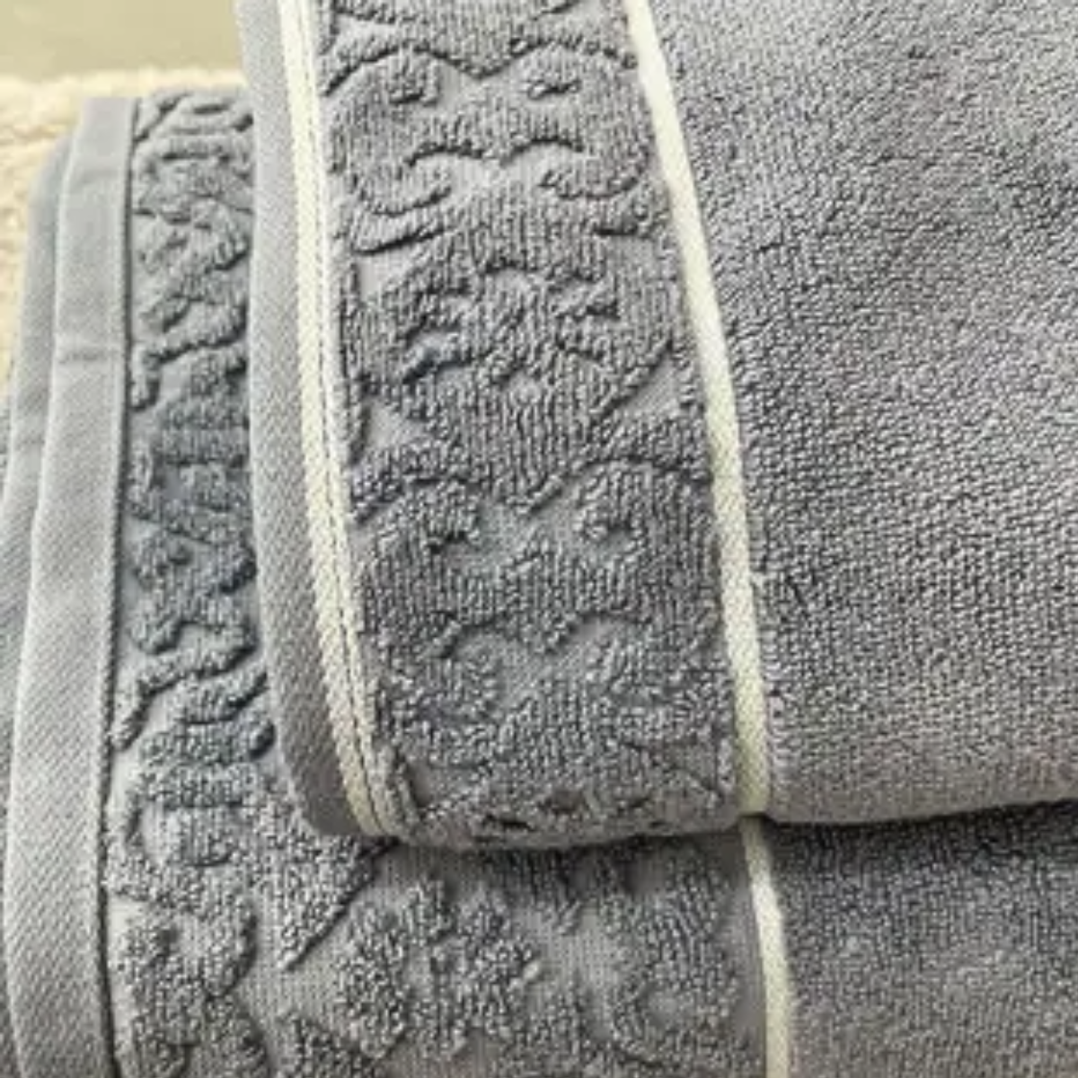 Toalha de Rosto Corttex Super Soft Arabesco Zero Twist Cinza 50x70cm