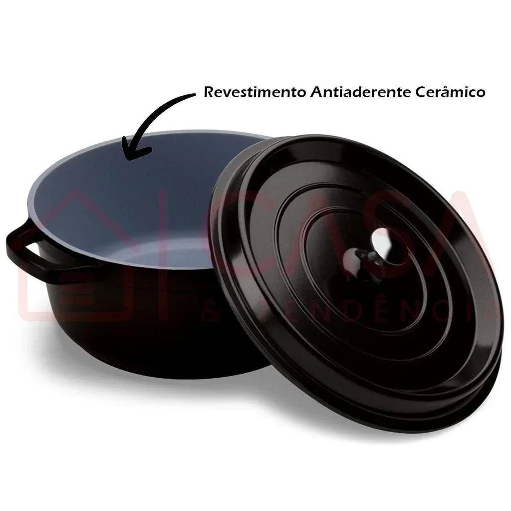 Cacarola Hercules Revestimento Ceramico 6,8L Inducao Preta PA900-28P - Loja Do Thor