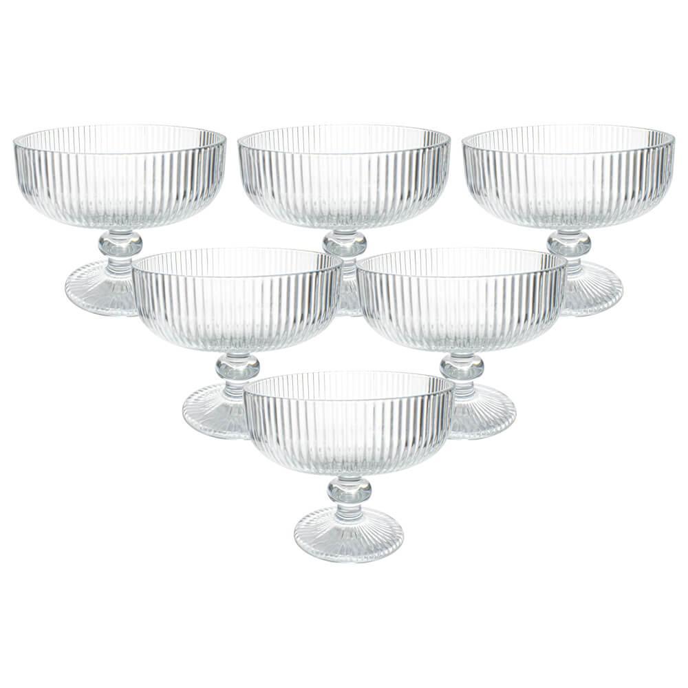 Jogo 6 Taças Sobremesa Vidro Transparente 310mL - Hauskraft