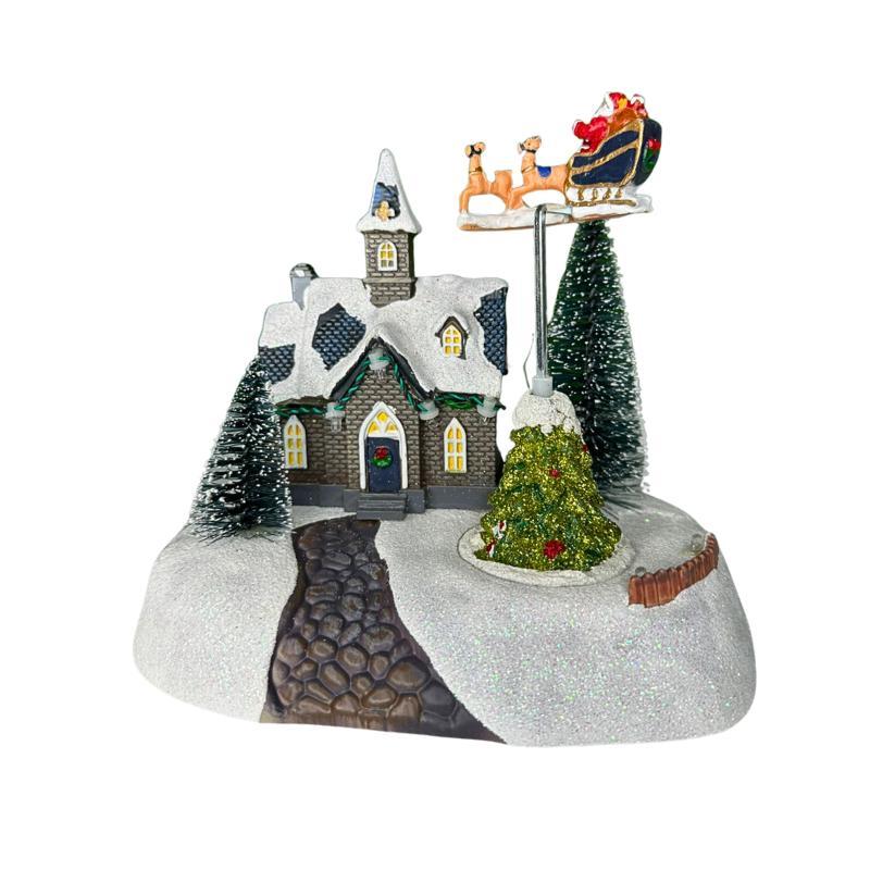 Chale Noel Com Rena Luz E Movimento 19cm