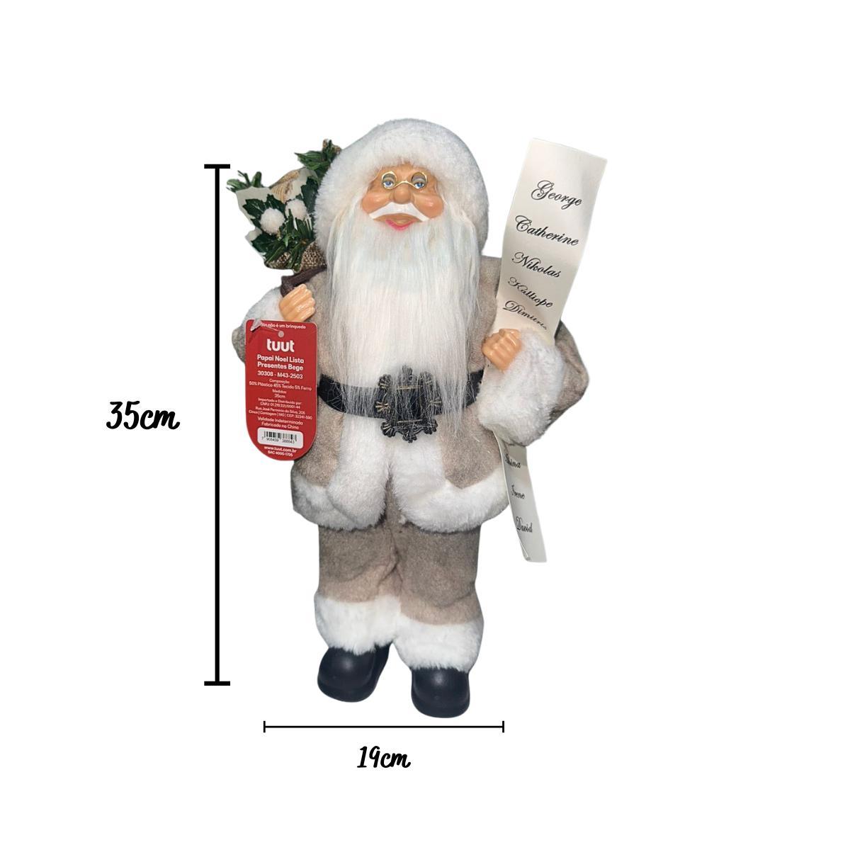 Papai Noel Lista De Presentes Bege 35CM  30308