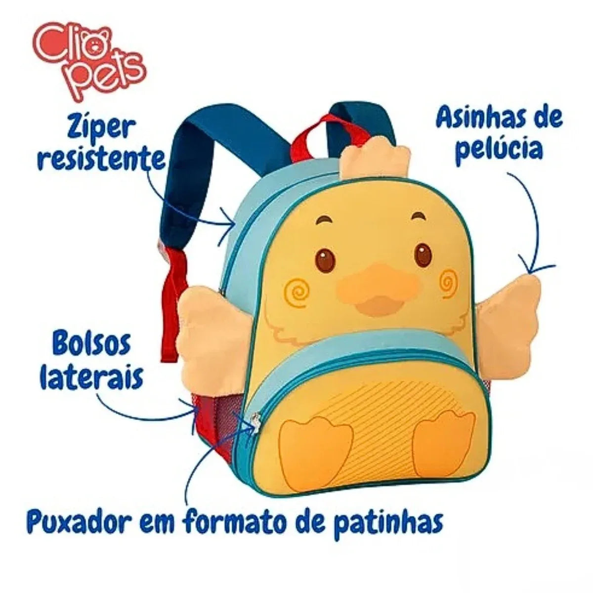 Mochila Costas Clio Pets Patinho 13 - Clio Style CP2649D - Loja Do Thor