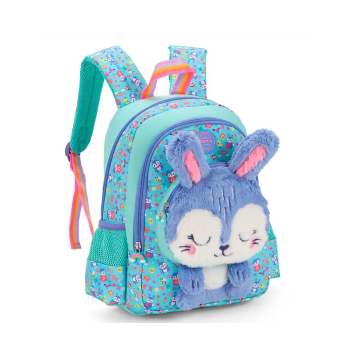 Mochila de Costa Coelhinho C/ Orelha 3D Petit Verde - Luxcel