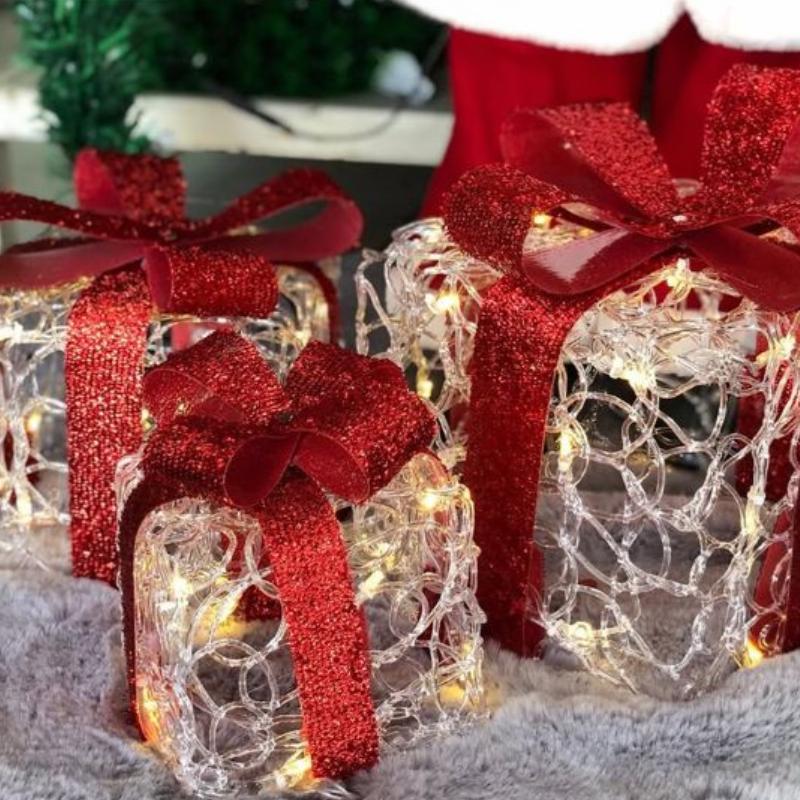 Conjunto 3 Caixas De Presente Iluminadas Com Leds - 127V
