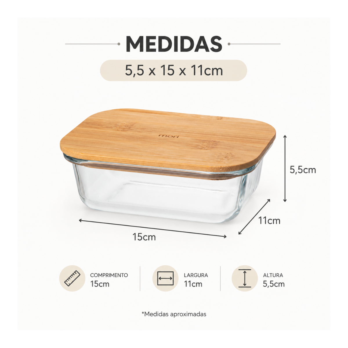 Pote Hermético Quadrado 337ML Mori MR1221