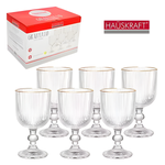 Jogo 6 Taças Graffiato com Borda Dourada 370ml – Hauskraft