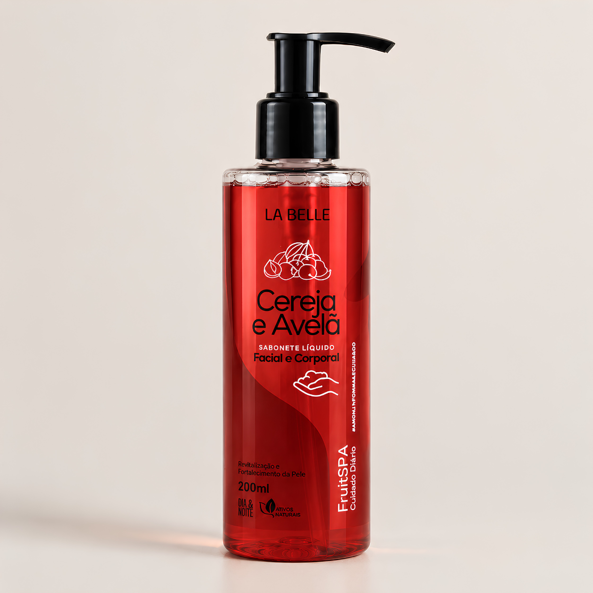 Sabonete Líquido La Belle Cereja com Avelã Facial e Corporal 200ml