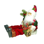 Papai Noel Natal Sentado Vermelho Verde 45cm Florarte 80409001 - Loja Do Thor
