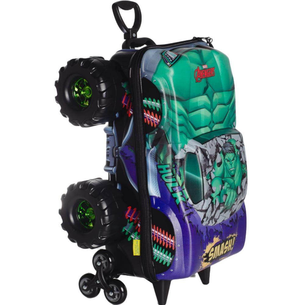 Mochila De Rodinhas 3D Maxtoy Hulk Monster Trucks Colorido 3850HM24