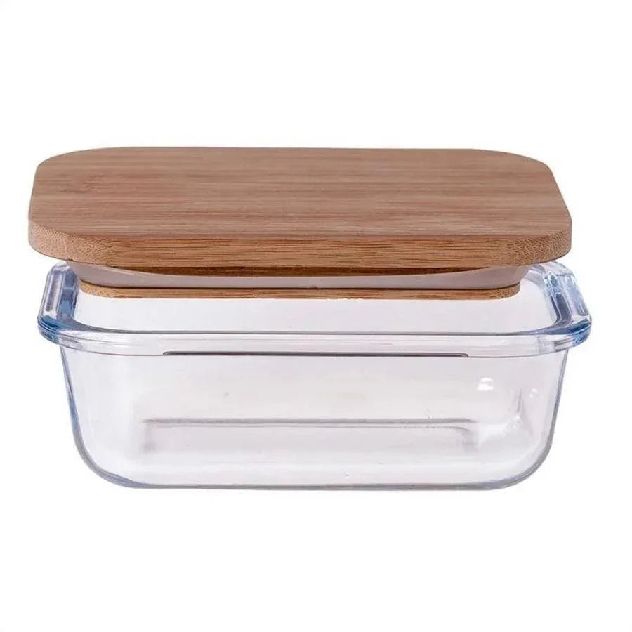 Pote De Vidro Borossilicato 1L Tampa De Bambu - Mimo Style - Loja Do Thor