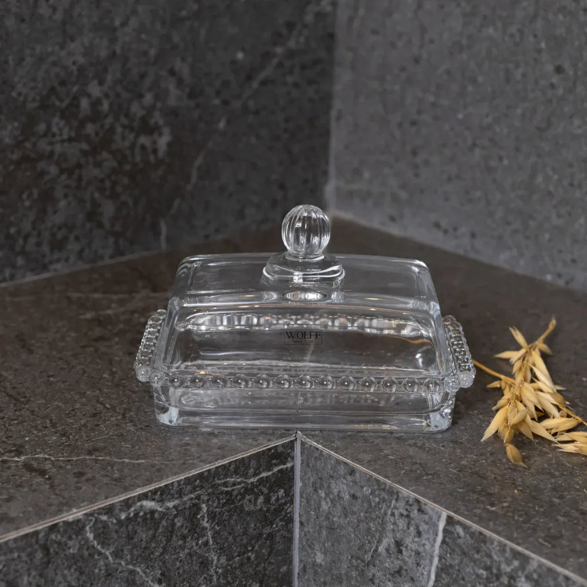 Manteigueira de Cristal com Tampa Pearl - Wolff - Loja Do Thor