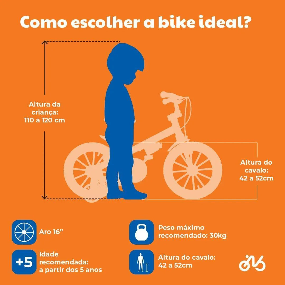Bicicleta Infantil Aro 16 Menina Com Rodinha Nathor Pixer 02 - Loja Do Thor