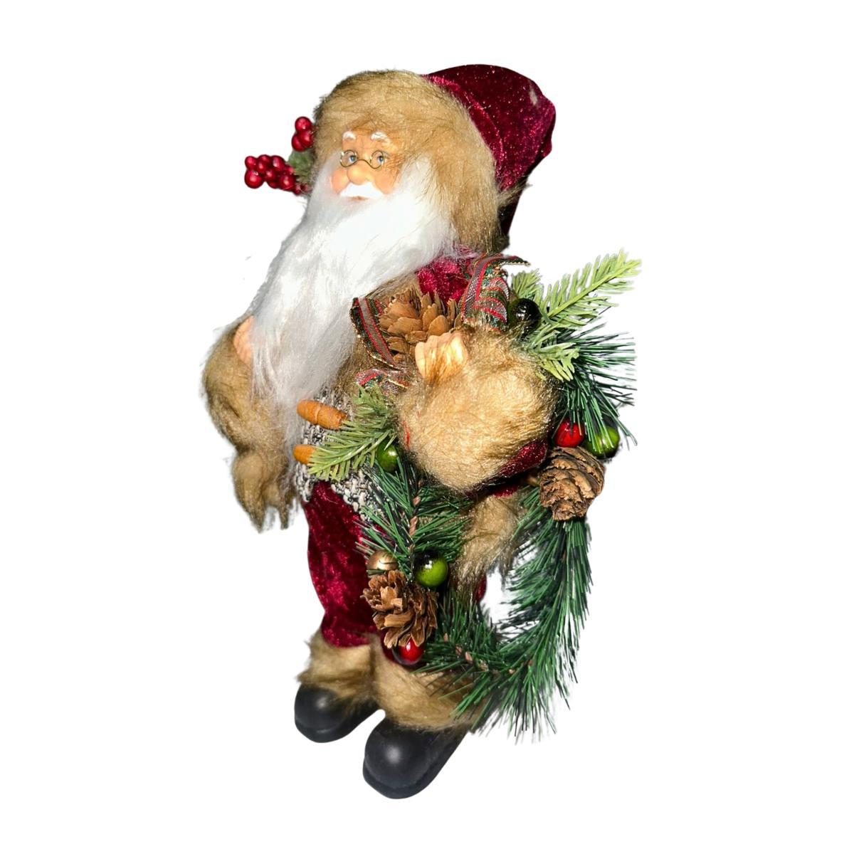 Papai Noel Casaco Veludo Guirlanda 30cm