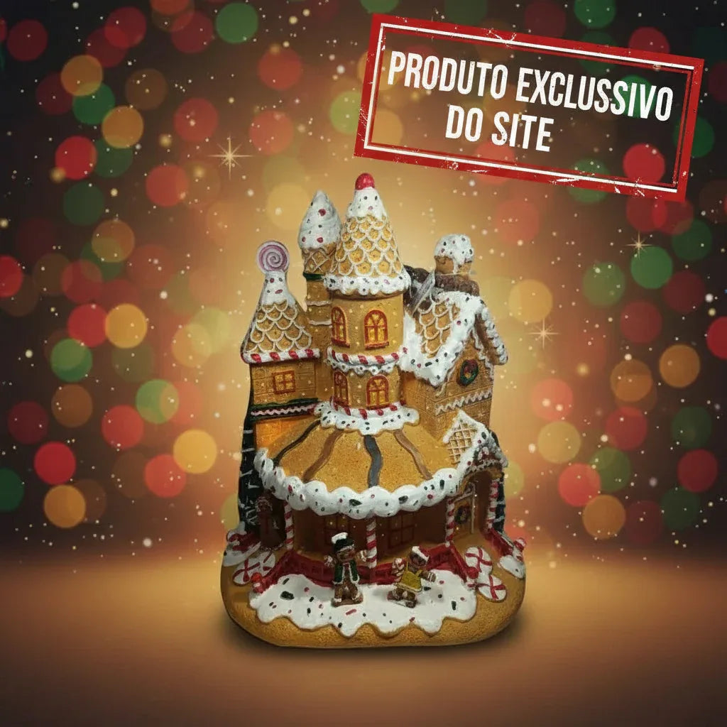 Enfeite Loja De Doces Ginger Natal C/Luz 38X33CM Florarte 60145001 - Loja Do Thor