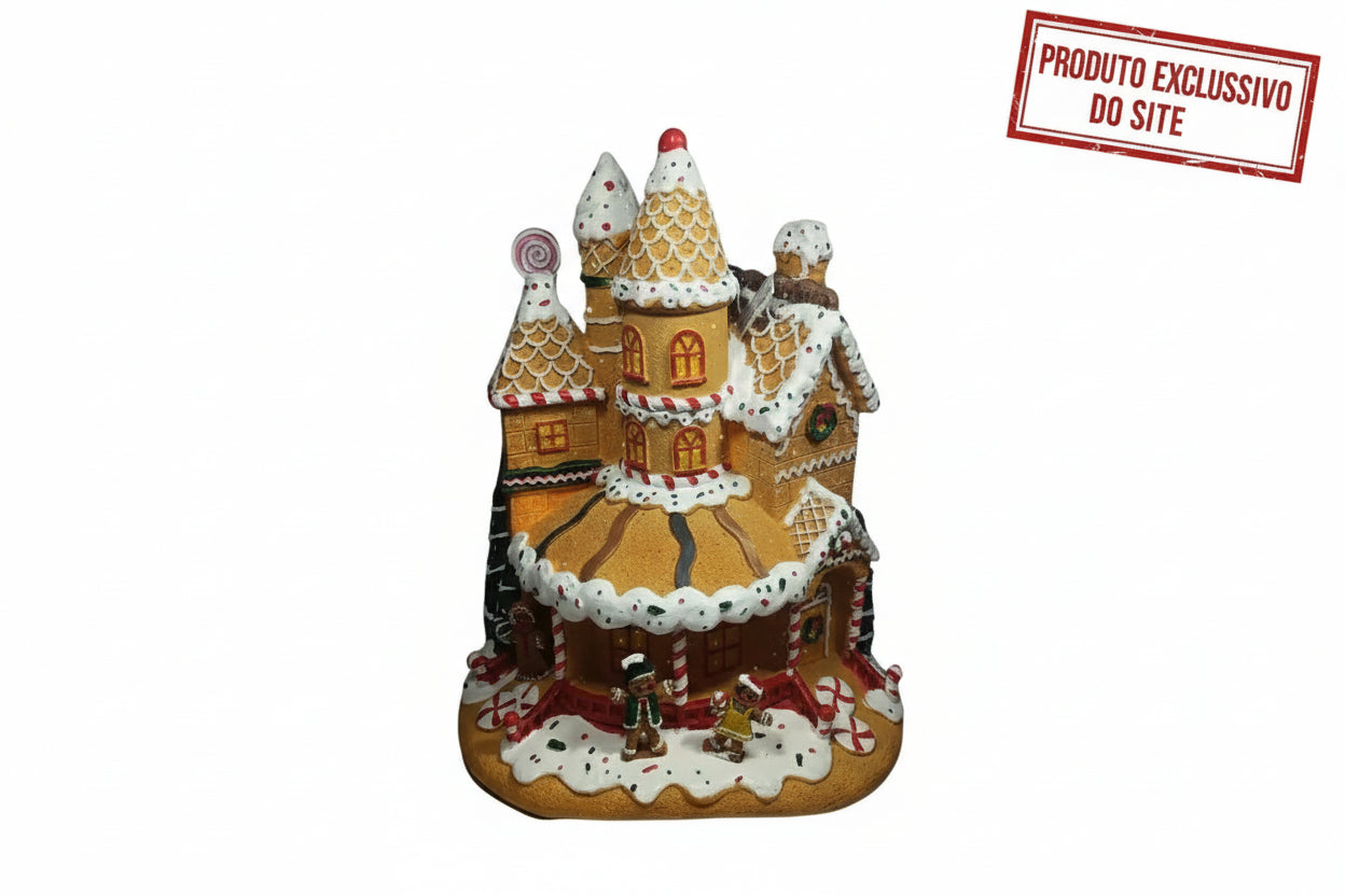 Enfeite Loja De Doces Ginger Natal C/Luz 38X33CM Florarte 60145001 - Loja Do Thor