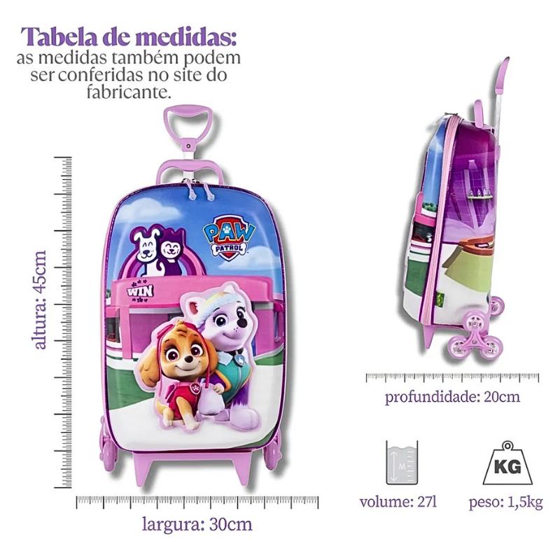 Mochila de Rodinhas 3D Paw Patrol Rosa