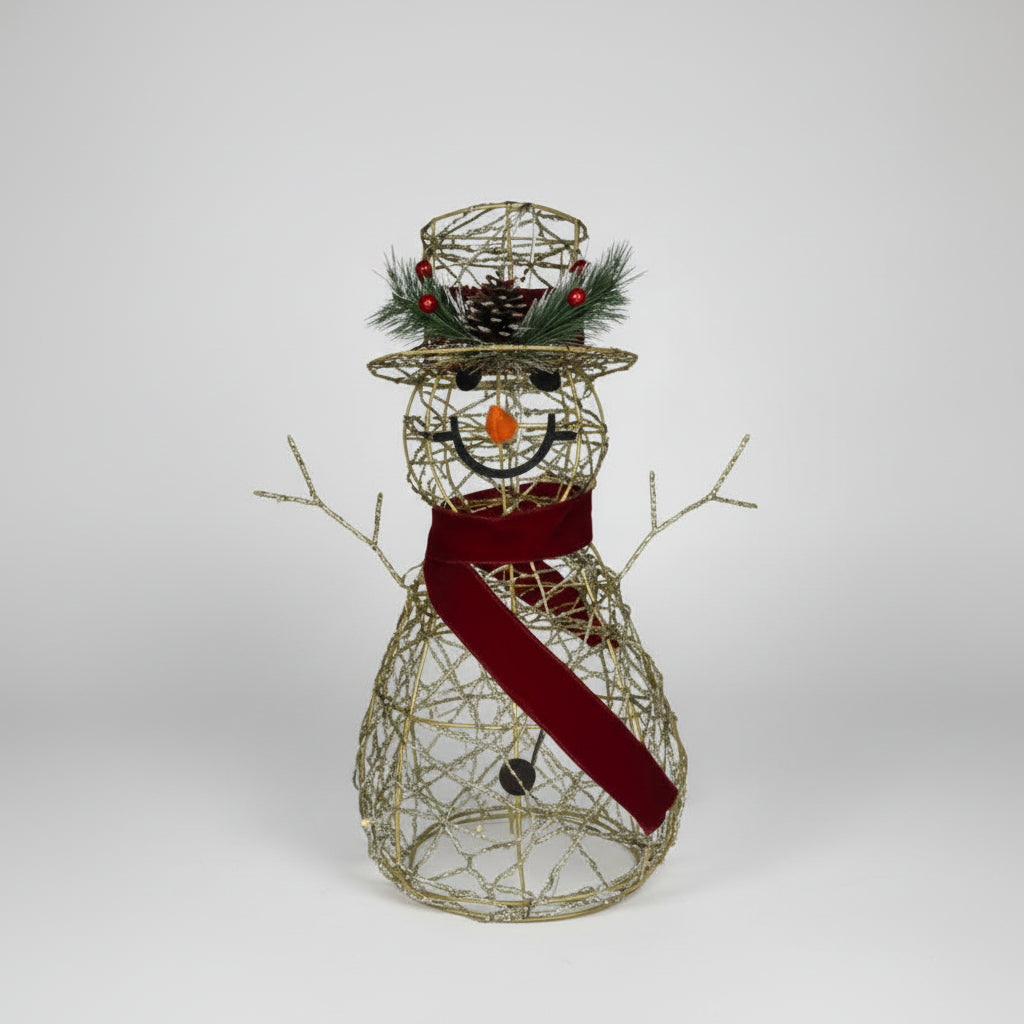 Boneco Neve Cotton Glit Decoracao Com Luzes 50cm 30852