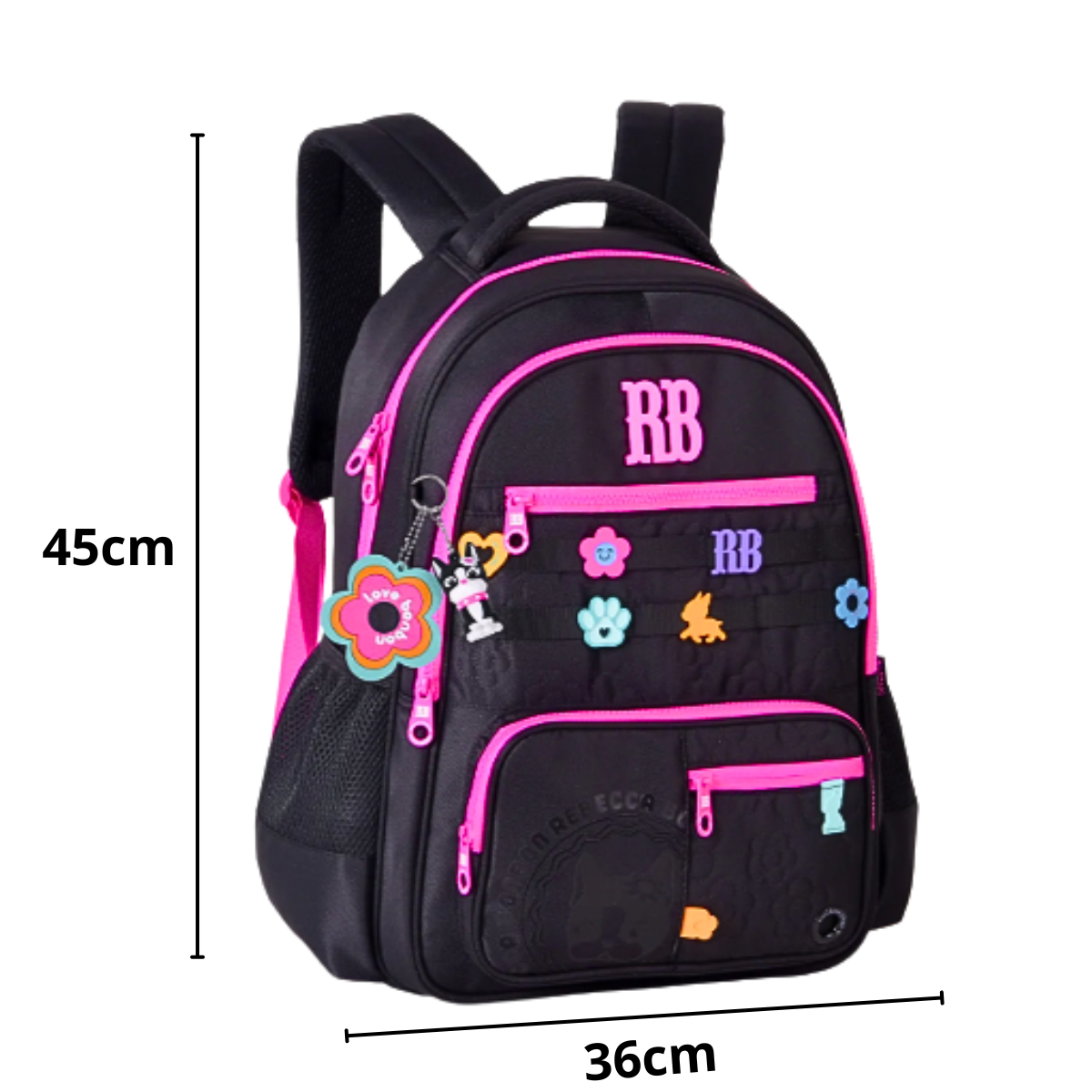 Mochila de Costas Preta Flower Power 17,5 RB26231