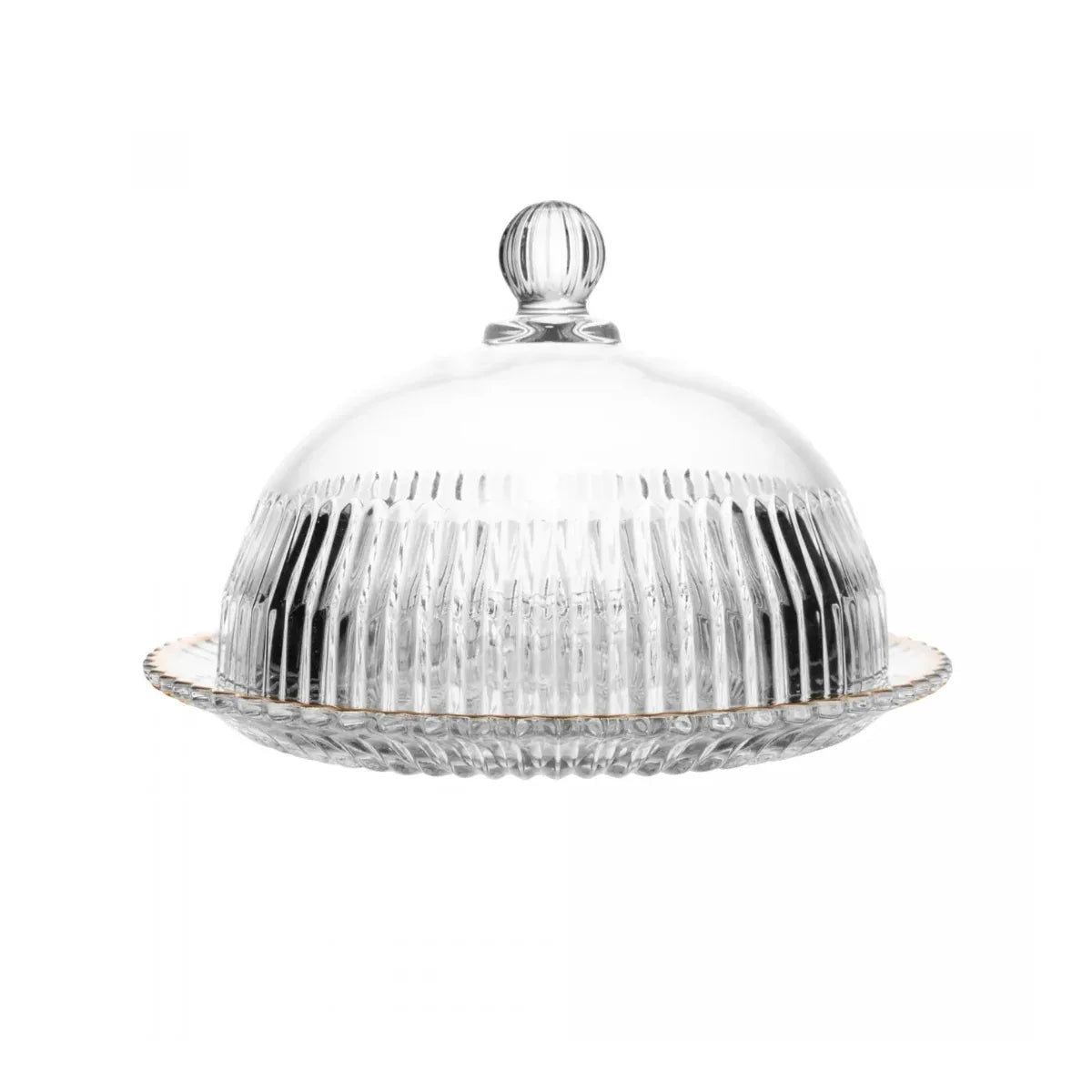 Queijeira de Cristal com Tampa e Fio de Ouro Império - Wolff - Loja Do Thor