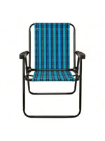 Cadeira De Praia Alta Xadrez Azul Marine Mor - Loja Do Thor