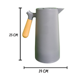 Garrafa Térmica Cabo de Madeira 1 Litro Cinza - Giftutil