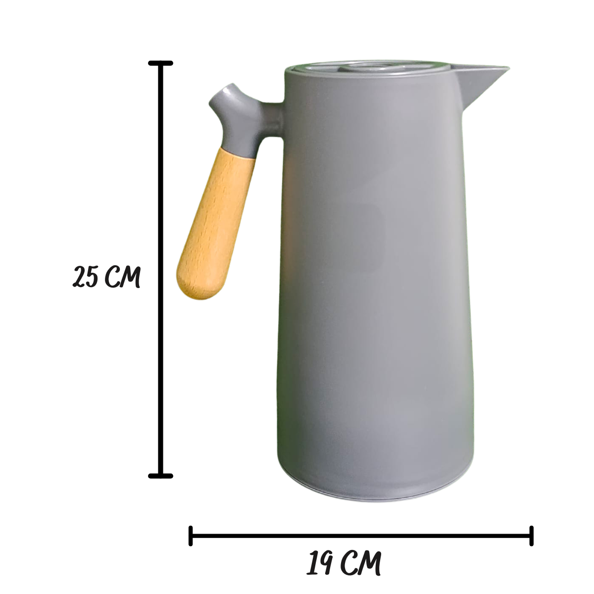 Garrafa Térmica Cabo de Madeira 1 Litro Cinza - Giftutil