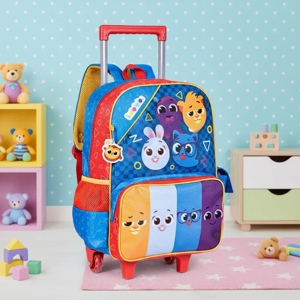 Mochila Escolar Infantil Bolofofos Rodinhas 47x32x17cm - Loja Do Thor