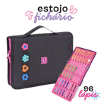 Kit Mochila De Costas E Estojo Preto 17,5 Rebecca Bonbon