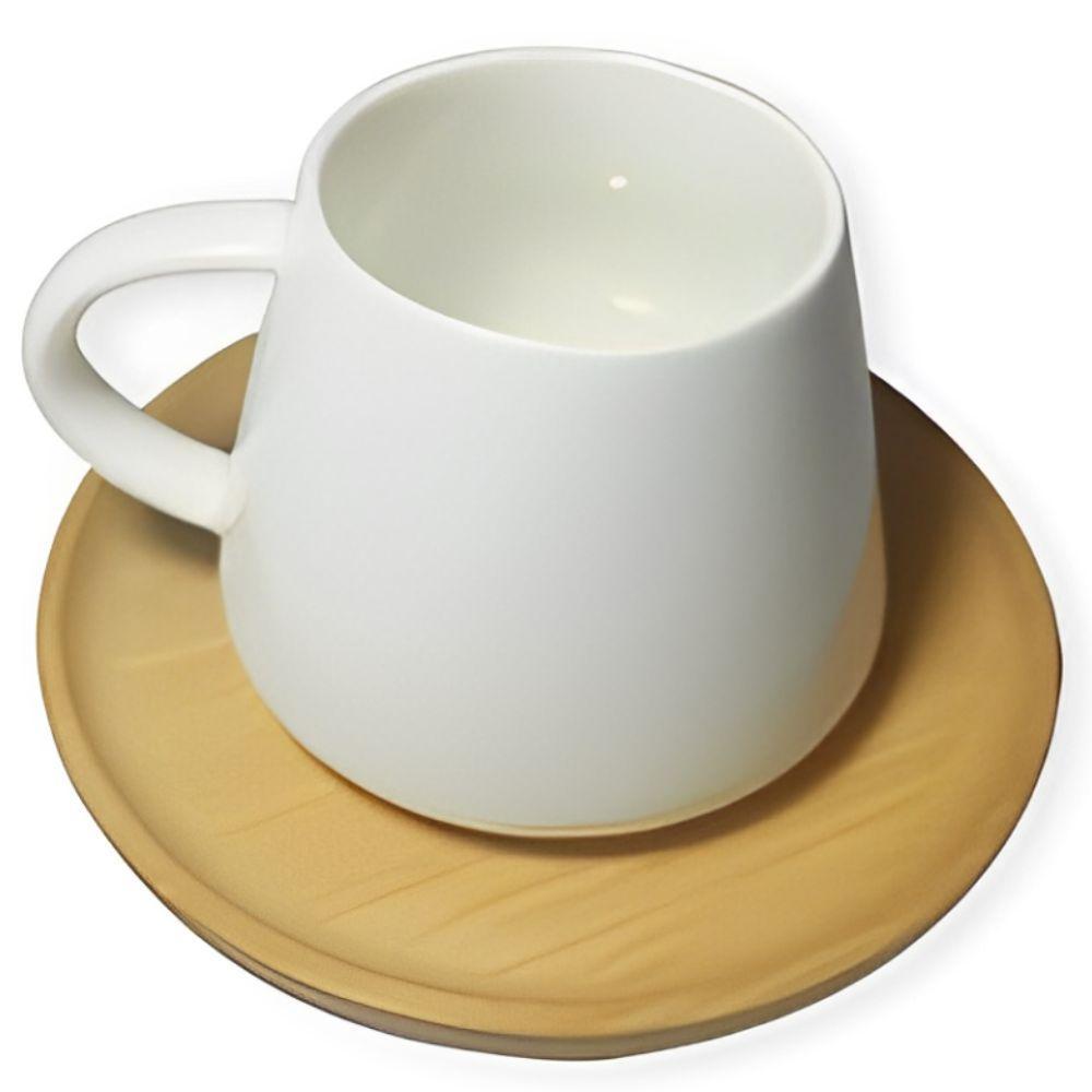 Jogo 6 Xicaras P/ café 90ml Pires e Suporte Bambu Hauskraft