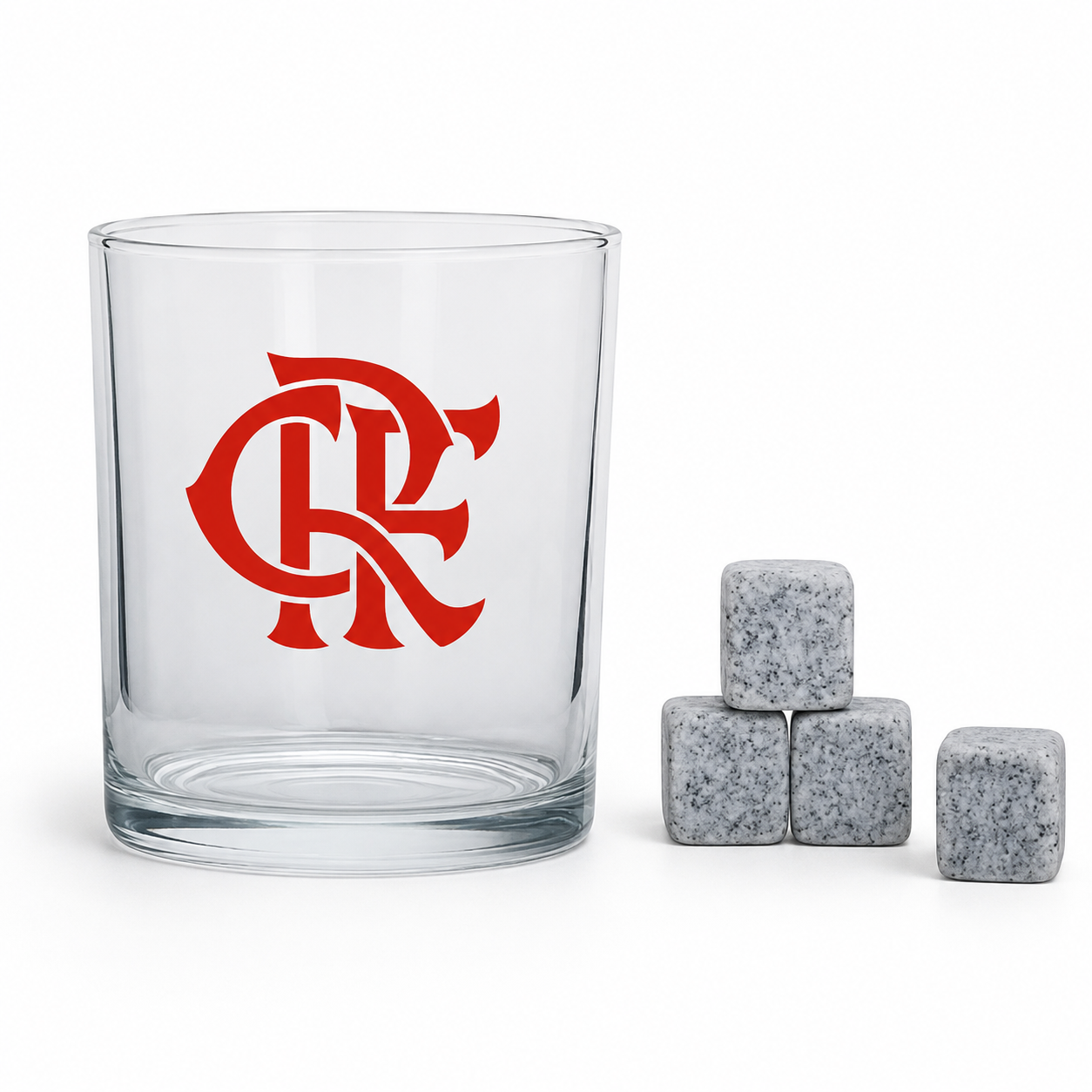 Copo De Vidro Rocks 400 ML C/ Cubos De Pedra Flamengo