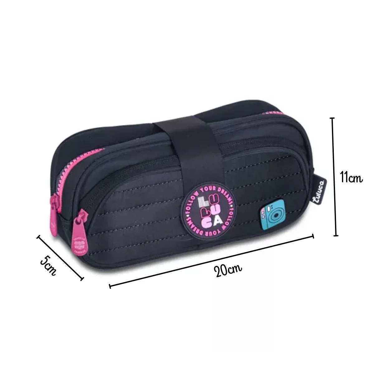 Estojo Duplo Escolar Preto Luluca LU24641 - Loja Do Thor