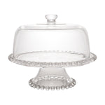 PRATO P/BOLO CRISTAL DE CHUMBO C/PE E TAMPA PEARL 31x25cm